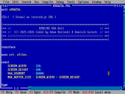 Tvoříte hru pro DOS? Zkuste XEngine, set knihoven pro Turbo Pascal 7.0