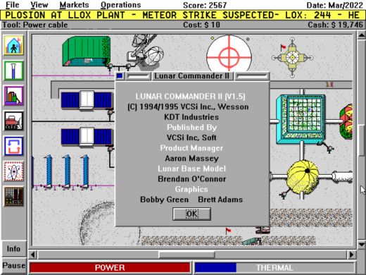 Moonbase / Lunar Commander, SimCity pokryté měsíčním prachem