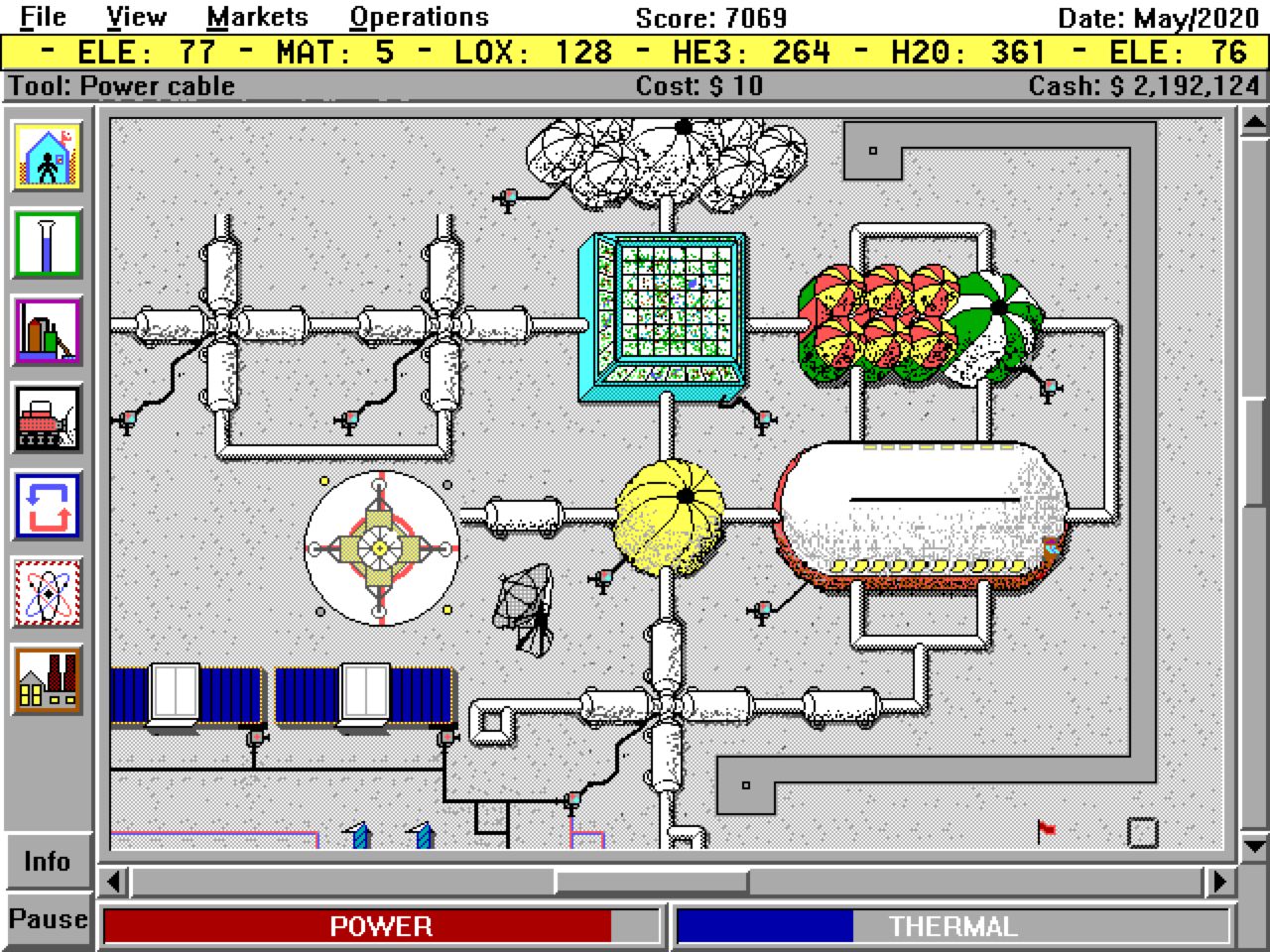 Moonbase / Lunar Commander, SimCity pokryté měsíčním prachem