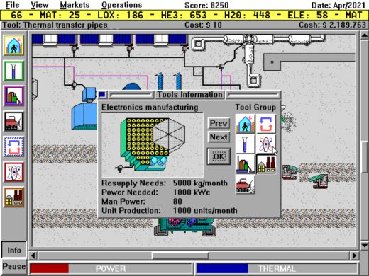 Moonbase / Lunar Commander, SimCity pokryté měsíčním prachem