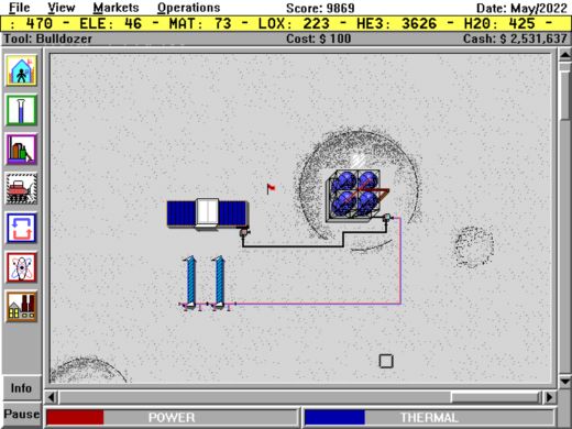 Moonbase / Lunar Commander, SimCity pokryté měsíčním prachem