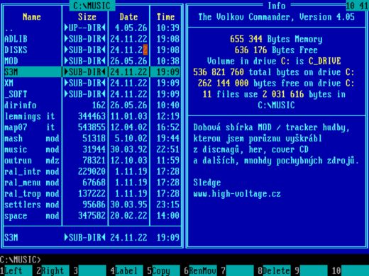 Volkov Commander, legenda mezi správci souborů pro DOS, je nově open-source