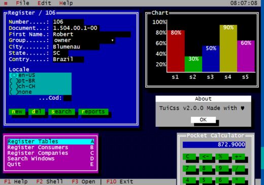 TuiCss, GUI webových aplikací v DOSovém stylu