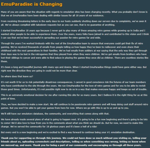 EmuParadise končí