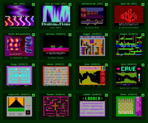 Tiny Emus, mnohé emulované přímo v prohlížeči